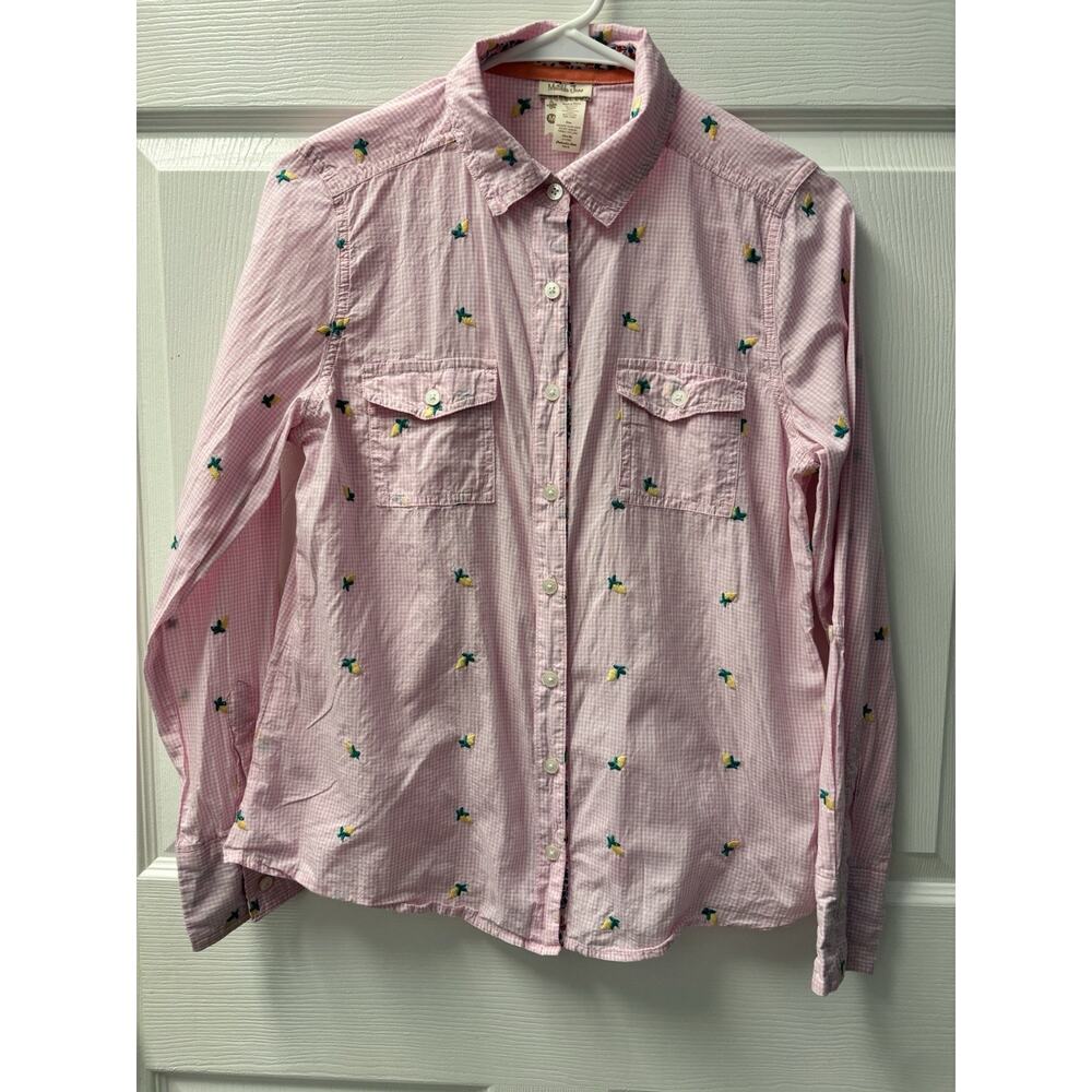 NWT Matilda Jane Button Down Shirt Size M Women's Gingham Plaid Embroidered